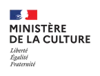 Logo Ministère de la Culture : marianne, drapeau français, "Ministère de la Culture", "Liberté Egalité Fraternité